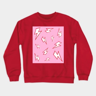 Sketchy Red and White Lightning Bolt Pattern on Pink Crewneck Sweatshirt